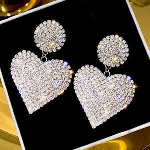 Exquisite Rhinestone Heart Shaped Earrings